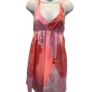 ROXY SHADES OF PINK AND CORAL OPEN BACK DRESS OR COVERUP M